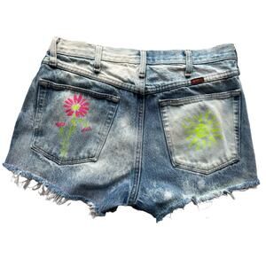 Vintage Reworked Distressed High Rise Cutoff Festival Shorts Size M OOAK Painted
